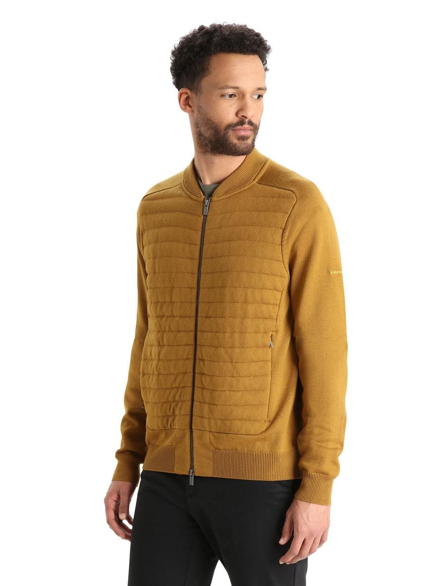 Icebreaker City Label ZoneKnit™ Merino Insulated Knit Bomber Miesten Huppari Ruskea | FI 1264MQZA